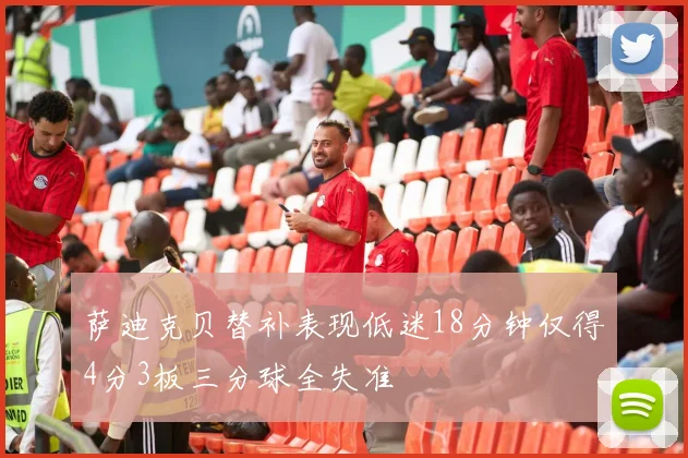 萨迪克贝替补表现低迷18分钟仅得4分3板三分球全失准
